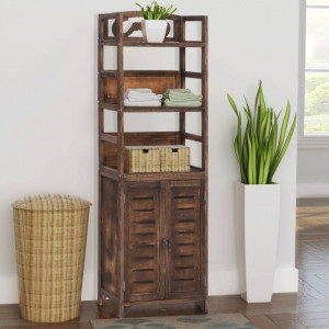 Bibliotecă maro închis, 46x24x140 cm, lemn masiv de paulownia - V338506V - Img 2