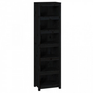 Bibliotecă, negru, 50x35x183 cm, lemn masiv de pin - V821723V - Img 1