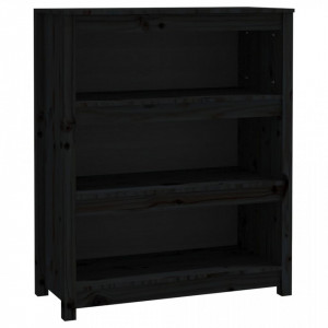 Bibliotecă, negru, 80x35x97 cm, lemn masiv de pin - V821683V - Img 1