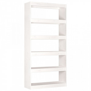 Bibliotecă/Separator cameră, alb, 80x30x167,4 cm lemn masiv pin - V808199V - Img 1