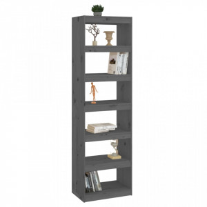 Bibliotecă/Separator cameră gri 60x30x199,5 cm lemn masiv pin - V808180V - Img 3