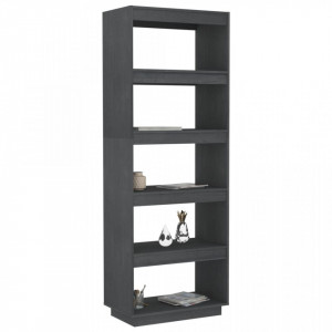 Bibliotecă/Separator cameră, gri, 60x35x167 cm, lemn masiv pin - V810876V - Img 4