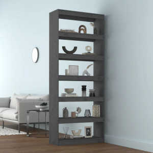 Bibliotecă/Separator cameră, gri, 80x30x199,5 cm lemn masiv pin - V808205V - Img 3