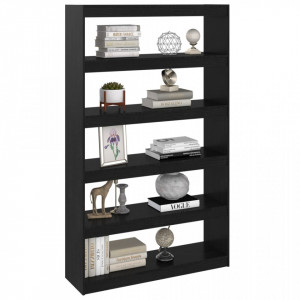 Bibliotecă/Separator cameră, negru,100x30x167,5 cm, pin masiv - V808227V - Img 4