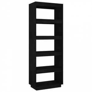 Bibliotecă/Separator cameră negru 60x35x167 cm lemn masiv pin - V810878V