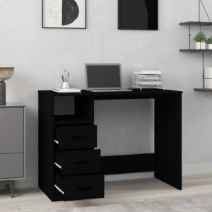 Birou cu sertare, negru, 102x50x76 cm, lemn prelucrat - V823033V - Img 3