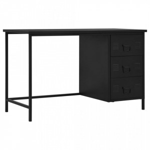 Birou cu sertare, negru, 120 x 55 x 75 cm, otel, industrial - V145361V