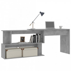 Birou de colt, gri beton, 200 x 50 x 76 cm, PAL - V801102V - Img 3