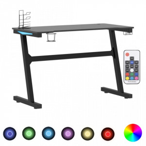 Birou de gaming cu picioare formă Z, negru, 110x60x75 cm, LED - V325420V - Img 1