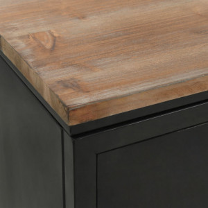 Birou dublu cu piedestal, lemn masiv brad si otel, 120x50x76 cm - V246422V - Img 2