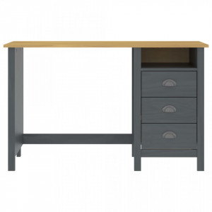 Birou Hill Range cu 3 sertare, gri, 120x50x74 cm, lemn de pin - V288997V - Img 3