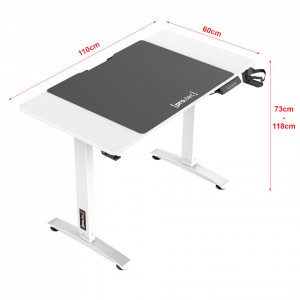 Birou inaltime reglabila, 110 x 60 x 73 - 118 cm, alb - P79660574 - Img 3