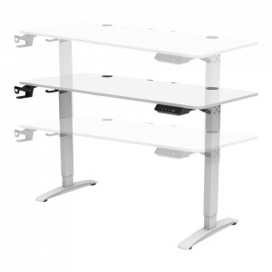 Birou inaltime reglabila, 140 x 60 x 73-118 cm, alb/negru - P79660576 - Img 4