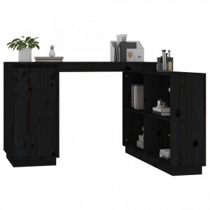 Birou, negru, 110x50x75 cm, lemn masiv de pin - V814508V - Img 4