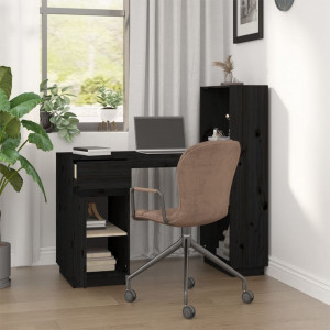 Birou, negru, 110x53x117 cm, lemn masiv de pin - V814513V - Img 3