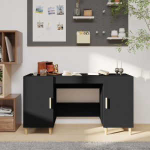 Birou, negru, 140x50x75 cm, lemn compozit - V812763V - Img 2
