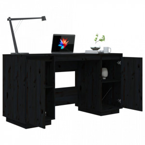 Birou, negru, 140x50x75 cm, lemn masiv de pin - V814328V - Img 4