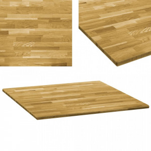 Blat de masa, lemn masiv de stejar, patrat, 23 mm, 80x80 cm - V245988V - Img 1