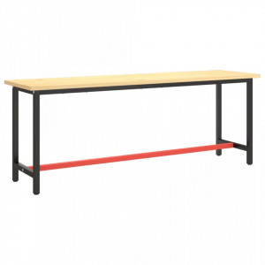 Cadru banc de lucru, negru mat/roșu mat, 210x50x79 cm, metal - V151454V