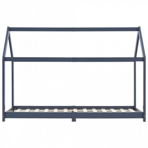 Cadru de pat pentru copii, gri, 80 x 160 cm, lemn masiv de pin - V283353V - Img 3