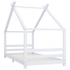 Cadru pat de copii, alb, 90 x 200 cm, lemn masiv de pin - V289612V - Img 3