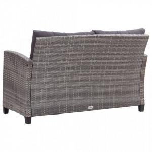 Canapea de gradina cu 2 locuri cu perne, gri, 124 cm, poliratan - V46154V - Img 3