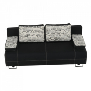Canapea extensibilă cu spaţiu de depozitare, negru/model, 196x87x75 cm - TP45942 - Img 11