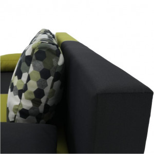 Canapea extensibilă, gri/verde/perne cu model, 206x77x91 cm - TP96980 - Img 4