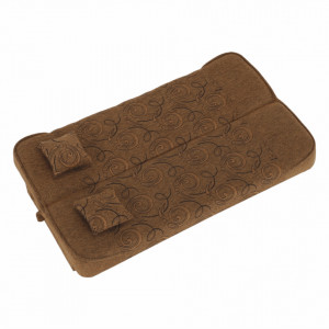 Canapea extensibilă, material textil auriu/model, 194x86x95 cm - TP150972 - Img 3