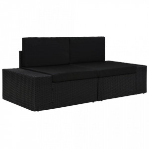 Canapea modulara cu 2 locuri, negru, poliratan - V49505V