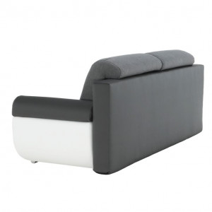Canapea, piele ecologică alba+gri/material textil gri, 204x89x90 cm - TP88081 - Img 10