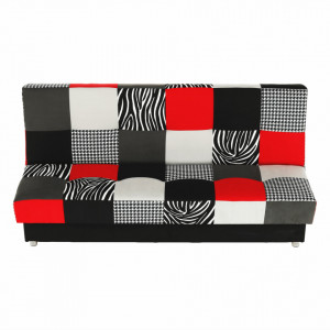 Canapea, textil roşu/gri/negru, 195x90x90 cm - TP69563 - Img 11