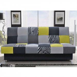Canapea, textil verde gălbui/gri/negru, 195x90x90 cm - TP69564 - Img 5