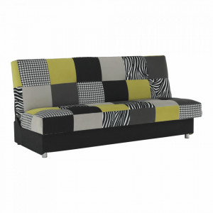 Canapea, textil verde gălbui/gri/negru, 195x90x90 cm - TP69564 - Img 12