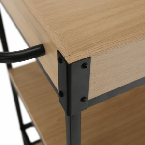 Cărucior de servire, culoarea stejar deschis/negru, 78x43x82 cm - TP288122 - Img 5