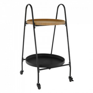 Cărucior de servire, culoarea stejar/negru, 43x40x78 cm - TP302749 - Img 9