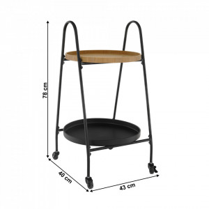 Cărucior de servire, culoarea stejar/negru, 43x40x78 cm - TP302749 - Img 18
