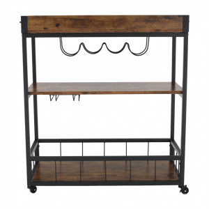 Cărucior de servire, culoarea stejar smoke/negru, 80x40x90 cm - TP276316 - Img 15