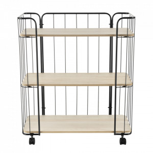 Carucior servire la masa ABCF-1501, 79 x 70 x 31 cm, metal/MDF, negru/culoarea lemnului - P65756979 - Img 2