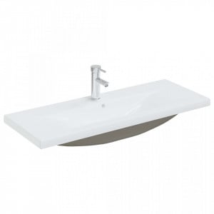 Chiuvetă încorporată cu robinet, alb, 101x39x18 cm, ceramică - V148627V
