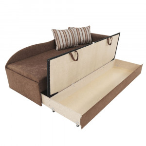 Colţar extensibil, 78x197x75 cm maro cu perne cu model, dreapta - TP8018043 - Img 5