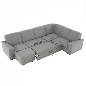 Colţar în formă de U, material textil gri, model stânga, 330x88x215/153 cm - TP198755 - Img 3