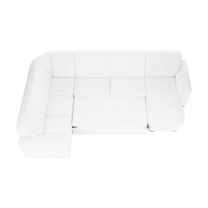 Colţar în formă de U, piele ecologică albă, model dreapta, 330x215/153x88 cm - TP151498 - Img 11