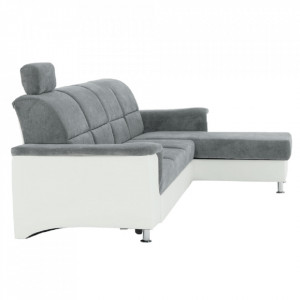Colţar mic, piele ecologică alb/material textil gri, model dreapta, 260x86/106x168 cm - TP149896 - Img 20