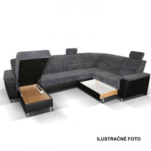 Colţar, piele ecologică negru/material, model dreapta, 325x86/106x168/217 cm - TP149898 - Img 15