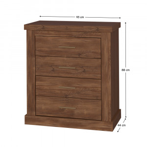 Comodă cu 4 sertare, maro, 93x44x88 cm - TP264724 - Img 4