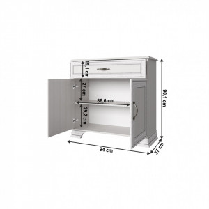 Comodă cu sertar, 94x37x90,1cm, PAL melaminat, crem - TP147859 - Img 4