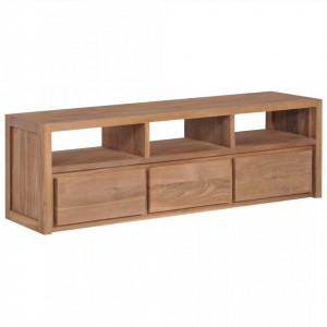 Comoda TV, 120 x 30 x 40 cm, lemn de tec cu finisaj natural - V246950V