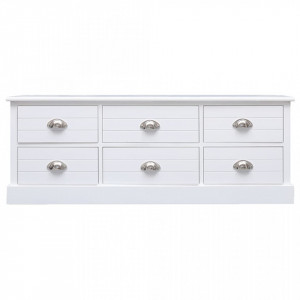 Comodă TV, alb, 108x30x40 cm, lemn masiv paulownia - V338525V