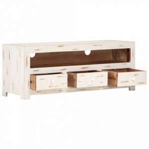 Comodă TV, alb, 110x30x40 cm, lemn masiv de acacia - V337849V - Img 3